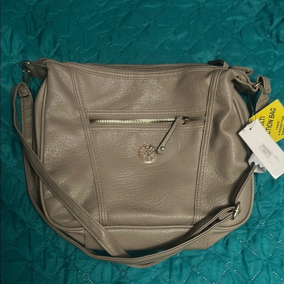 Beige Leather Crossbody Bag - Picture 6 of 8